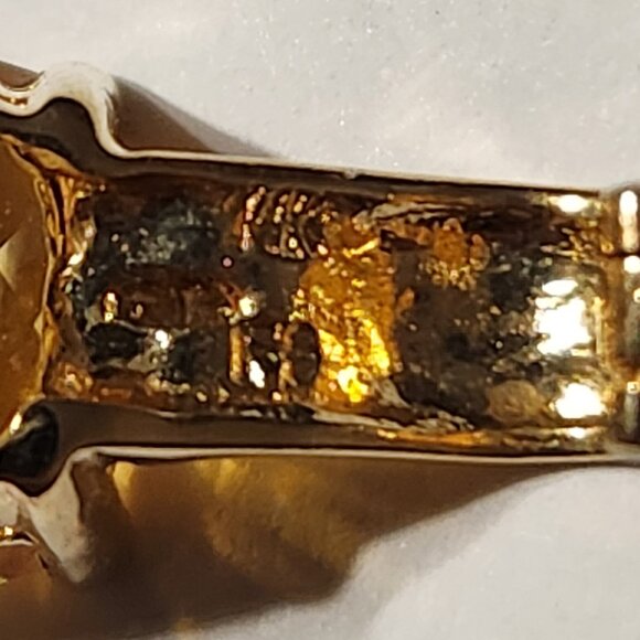VTG Estate Older 14K Solid Gold Citrine & Diamond Open Bail Pendant & Chain - Picture 13 of 13